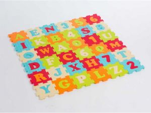 Puzzle pěnové 90x90cm písmena a čísla, Ludi